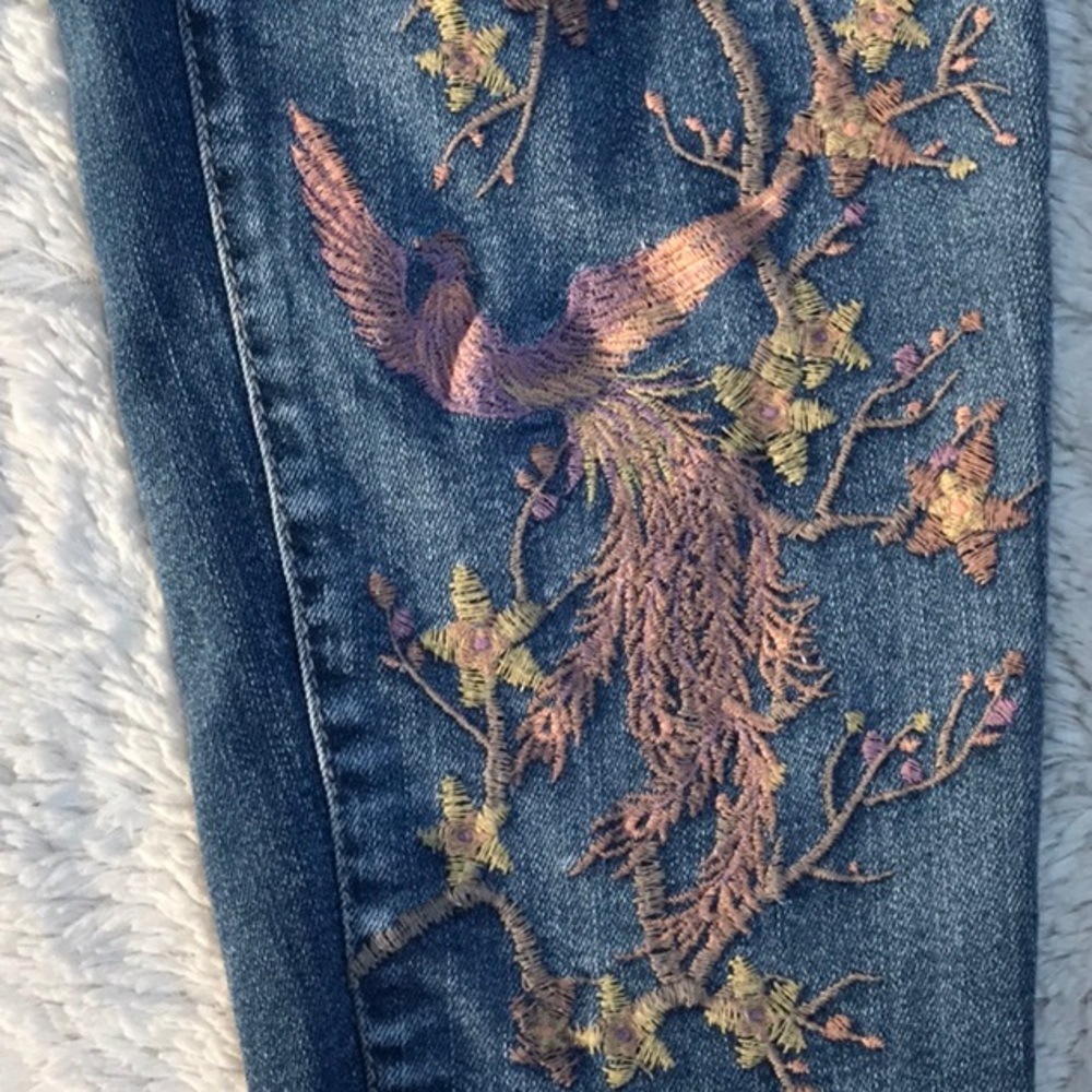 Dark Blue Embroidered Women’s Jeans - Picture 3 of 5